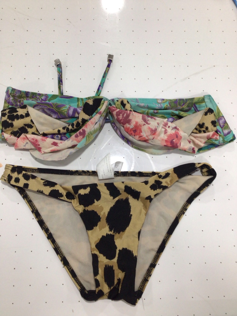 Zimmermann Floral & Leopard Print Bikini Set - Turquoise, Pink, Beige, Black